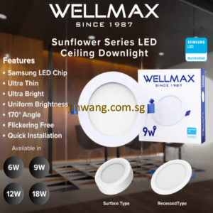 High Quality WELLMAX Samsung LED Recessed Downlight 6W/9W/12W/18W
