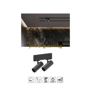 Ultra-Narrow Magnetic Track System Solar Eclipse Wall Lamp 6Wx2 RGB Optional Remote Control LMNHS10-T33-2 Black