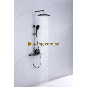 🇩🇪 On-Site 2yrs Warranty On Cartridge SUS304 Gun Metal Rain Shower Mixer Set JW1018