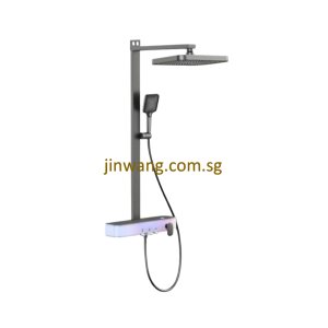 NEW LAUNCH 🇩🇪 LUXURY Brass Gun Metal Rain Shower Mixer Set with Light Input Battery JW1049GM